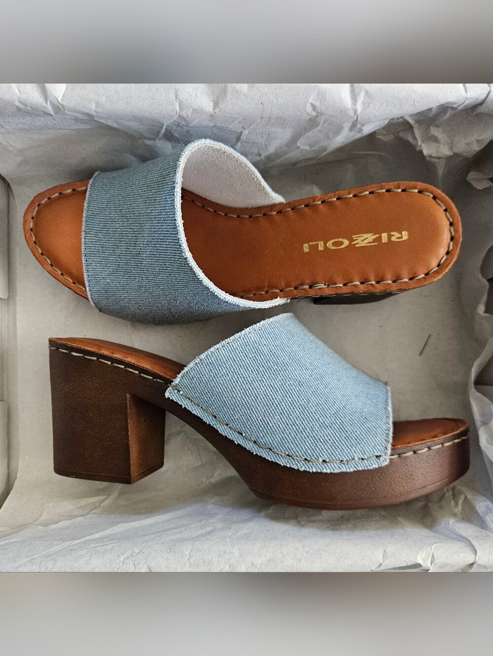 Rizzoli Denim Platform Slide Sandals – Made in Italy – NWT in Box - Size 7 - Picture 11 of 13